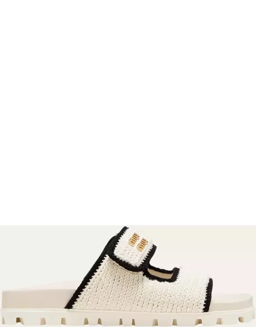 Bicolor Crochet Grip Slide Sandal