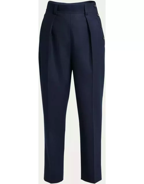 Alban Side-Button Tapered Wool Cashmere Pant