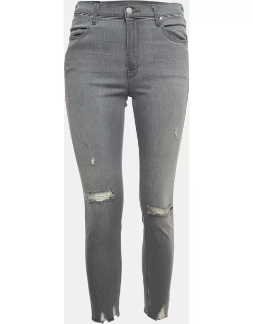 J Brand Grey Ripped Denim Distressed Hem Skinny Jeans M Waist 29"