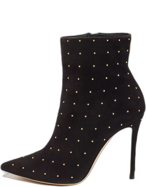 Gianvito Rossi Black Suede Studded Ankle Boot