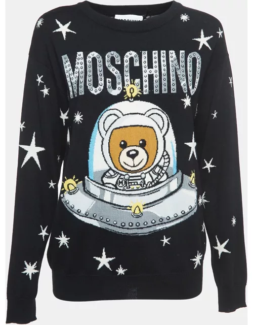 Moschino Couture Black Space Teddy Bear Wool Sweater
