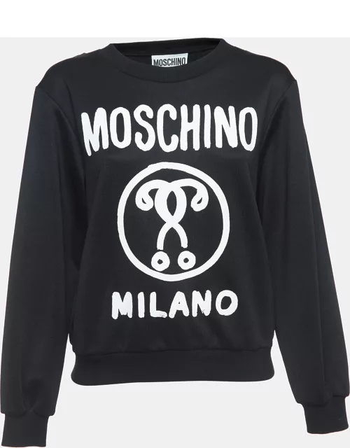 Moschino Couture Black Knit Chain Embellished Logo Print Sweatshirt