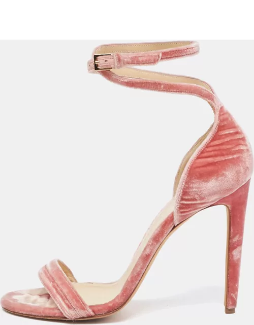Chloé Pink Velvet Ankle Strap Sandal