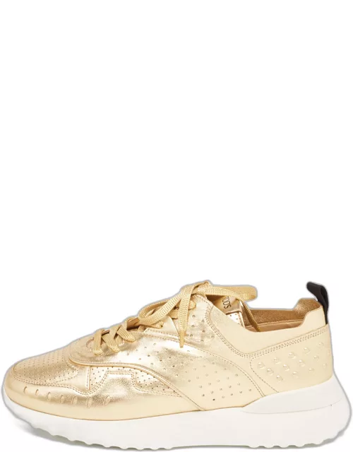 Tod's Metallic Leather Drilled Low Top Sneaker