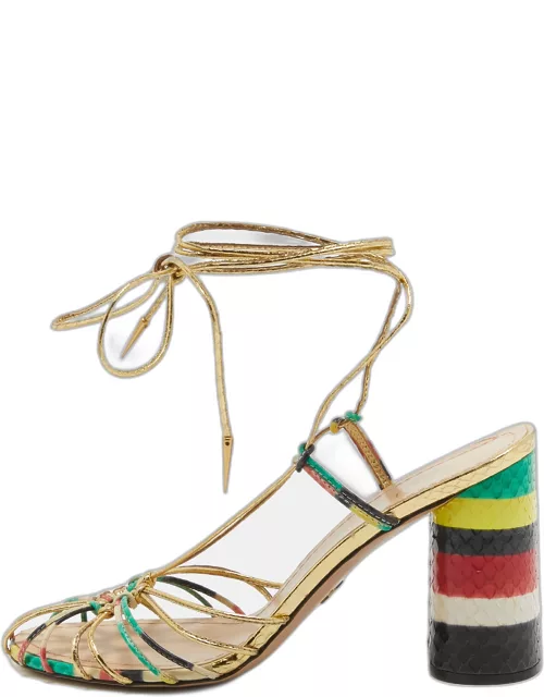 Dior Multicolor Leather Stripy Ankle Wrap Sandal
