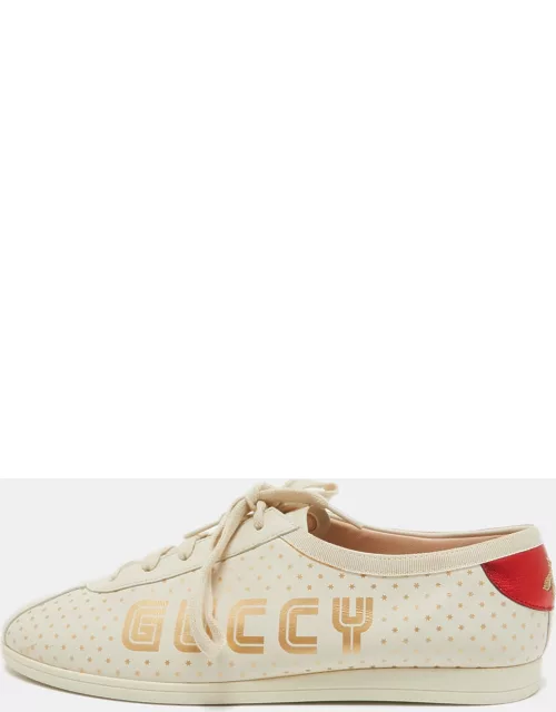 Gucci Cream Leather Falacer Low Top Sneaker