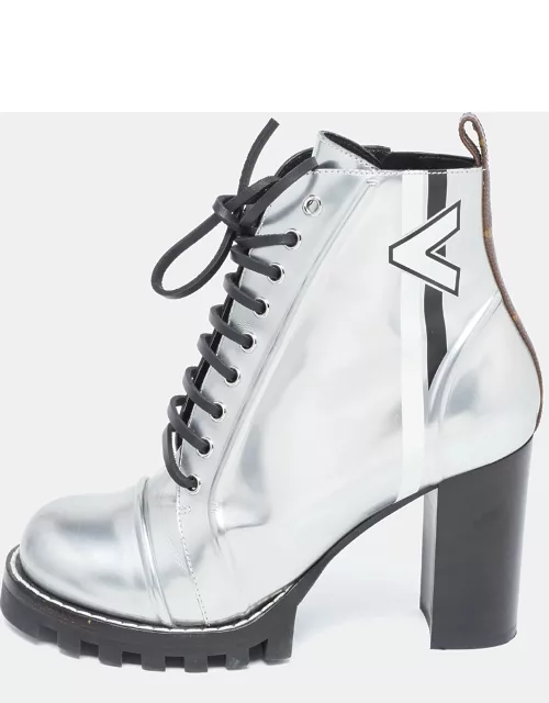 Louis Vuitton Silver Leather Spaceship Ankle Boot
