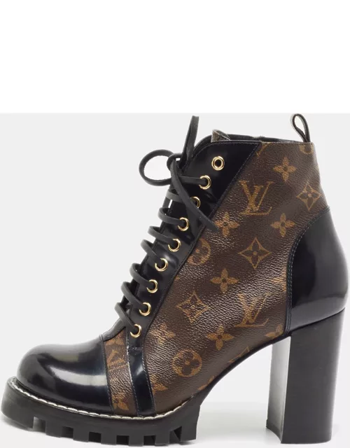 Louis Vuitton Brown Monogram Canvas and Patent Leather Star Trail Ankle Boot