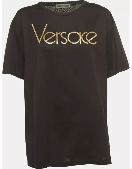 Versace Tribute Black Logo Cotton T-Shirt