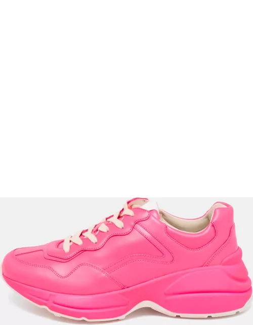 Gucci Neon Pink Leather Rhyton Sneaker