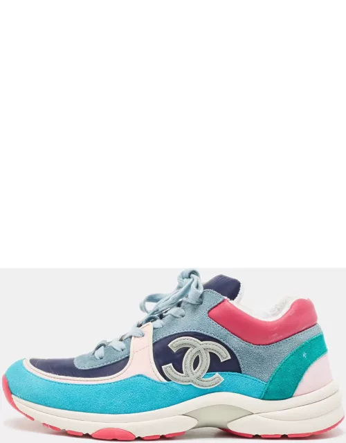 Chanel Multicolor Suede and Nylon CC Low Top Sneaker