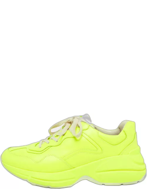 Gucci Neon Yellow Leather Rhyton Sneaker