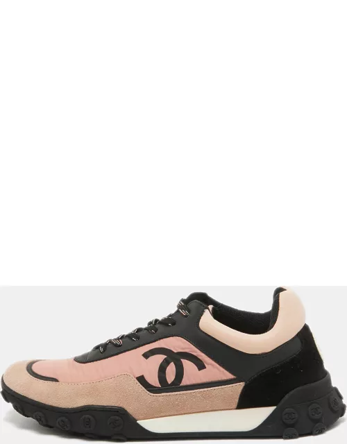 Chanel Multicolor Nylon And Suede Logo Low Top Sneaker