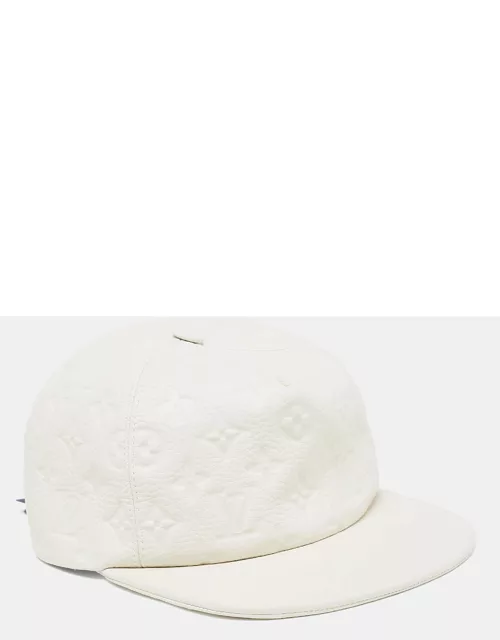 Louis Vuitton X Virgil Abloh Limited Edition White Casquette Monogram Quill Baseball Cap One