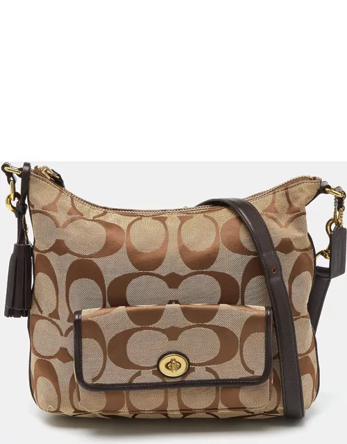 Coach Beige/Brown Signature Canvas and Leather Courtenay Crossbody Bag