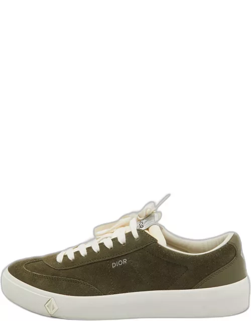 Dior Green Suede and Leather Low Top Sneaker