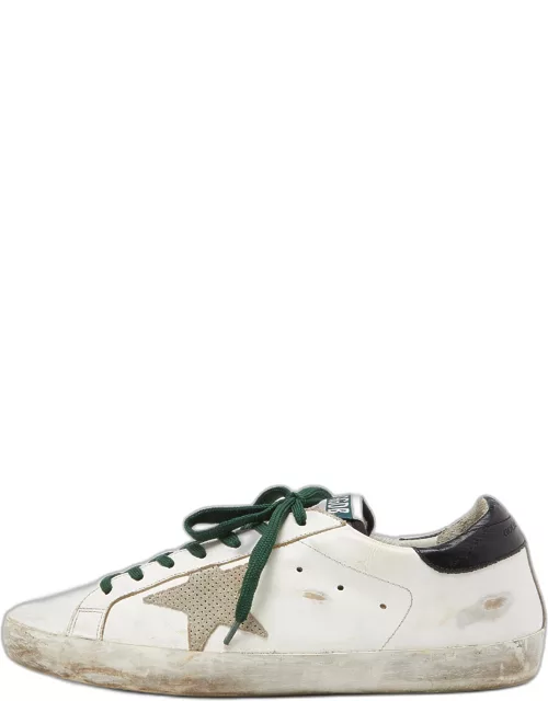 Golden Goose White Leather And Grey Suede Hi Star Sneaker