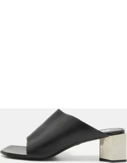 Off-White Black Leather Hexnut Slide Sandal