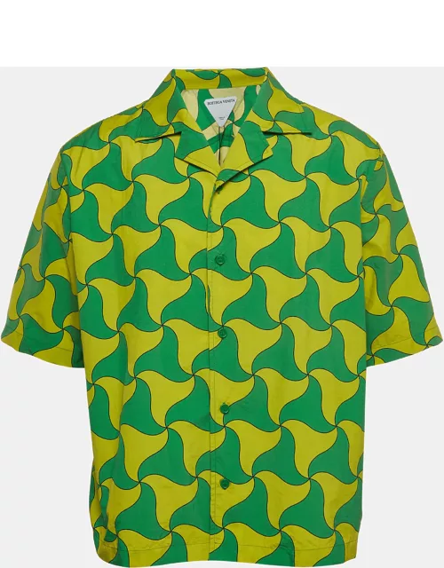 Bottega Veneta Green/Yellow Printed Nylon Bowling Shirt