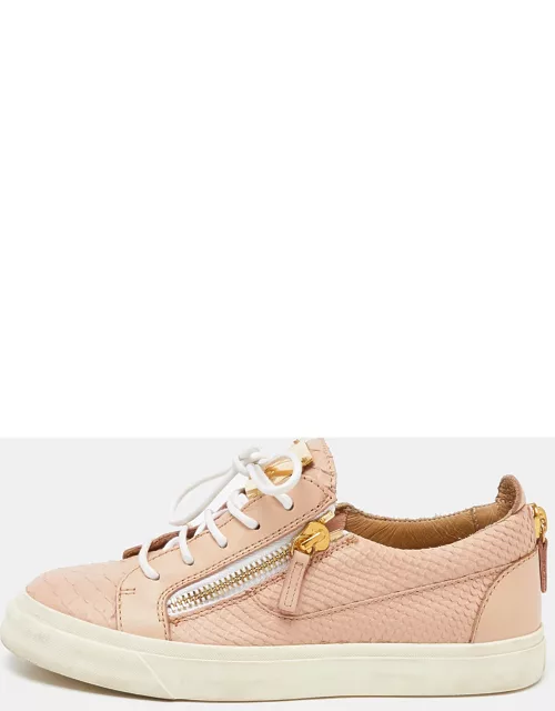 Giuseppe Zanotti Pink Python Embossed Leather Gail Low Top Sneaker