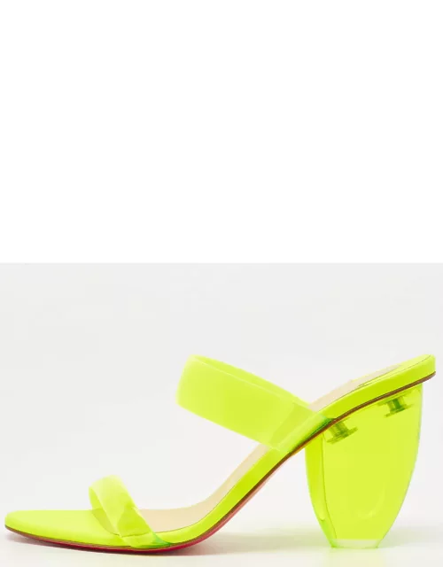 Christian Louboutin Neon Yellow PVC Ovida Slide Sandal