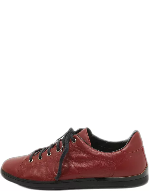 Gucci Red Leather Interlocking Low Top Sneaker
