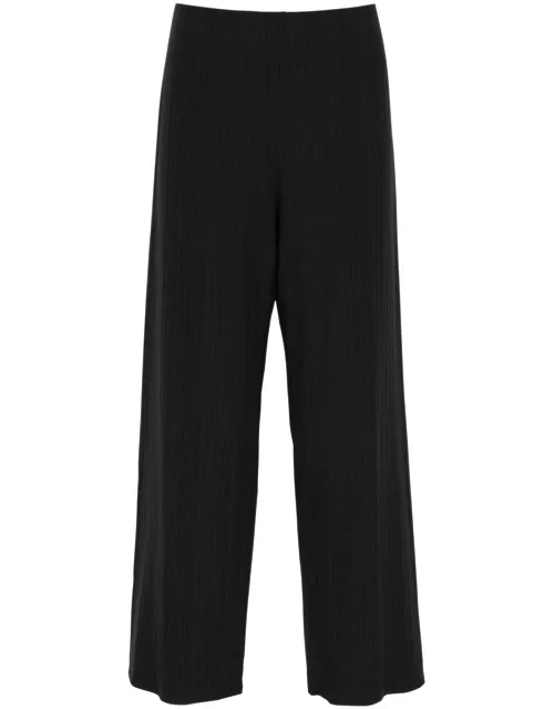 Eileen Fisher Ribbed Wide-leg Stretch-jersey Trousers - Black - XS (UK 6-8 / XS)
