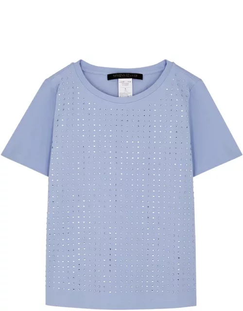 Marina Rinaldi Garabba Embellished Stretch-cotton T-shirt - Light Blue - L (UK 20 / Xxl)
