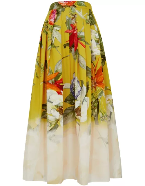 Marina Rinaldi Abaco Floral-print Cotton-poplin Midi Skirt - Yellow - 23 (UK18 / Xxl)