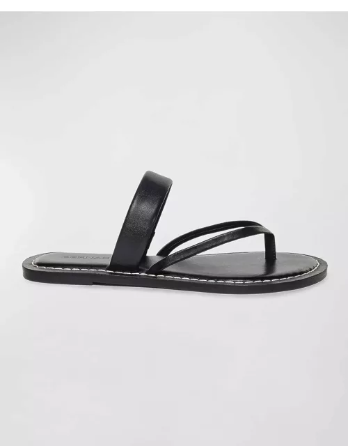 Calfskin Flat Thong Slide Sandal