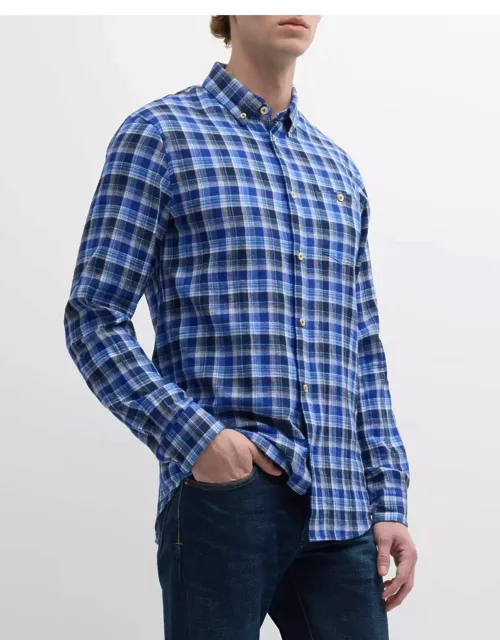 Men's Double-Face Plaid Button-Down Shirt