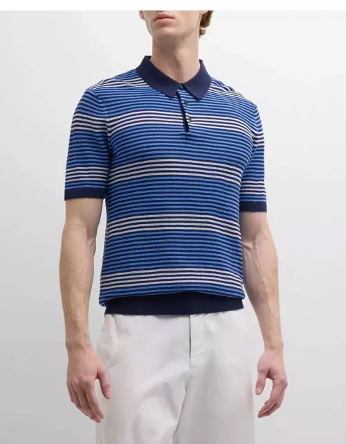 Men's Structured Stripe Knit Polo Shirt
