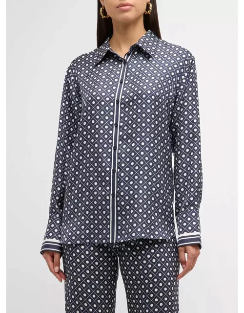 Lee Multi-Pattern Button-Front Silk Shirt
