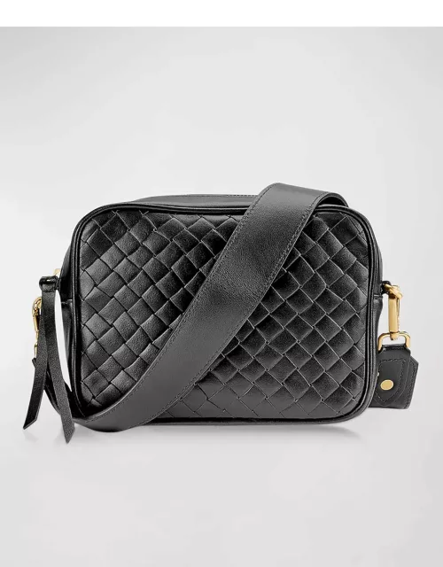Madison Zip Woven Leather Crossbody Bag