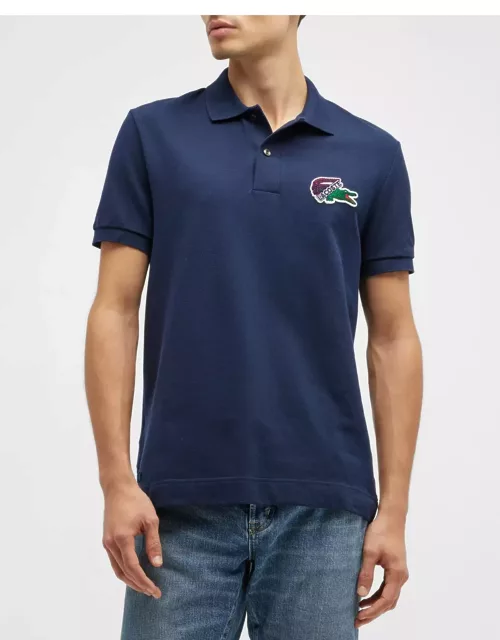 Men's Logo Patch Pique Polo Shirt