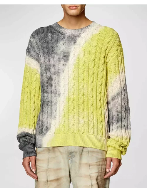 Men's K-Janci Cable-Knit Tie-Dye Sweater