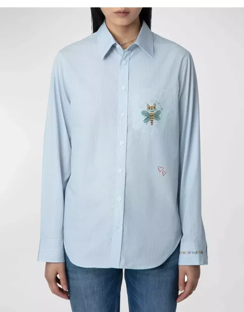 Taskiz Raye Striped Multi Printed Button-Front Shirt