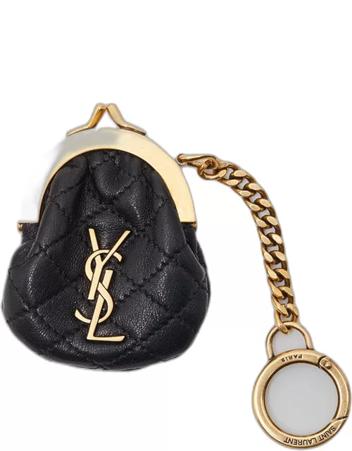 Mini YSL Coin Keyring Bag in Quilted Leather