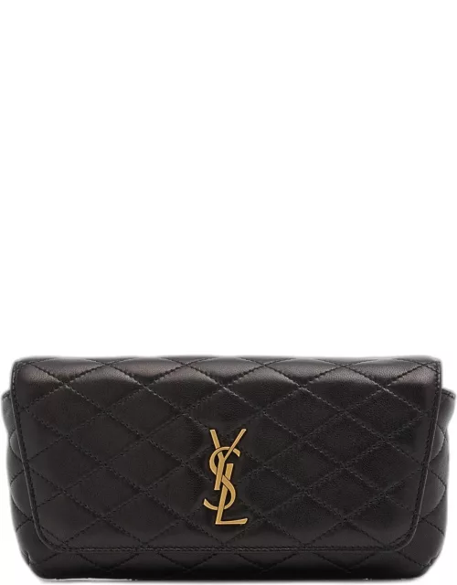 Gaby Phone Holder YSL Crossbody Bag in Quilted Smooth Leather