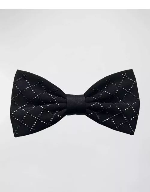 Men's Silk Crystal-Grid Bow Tie