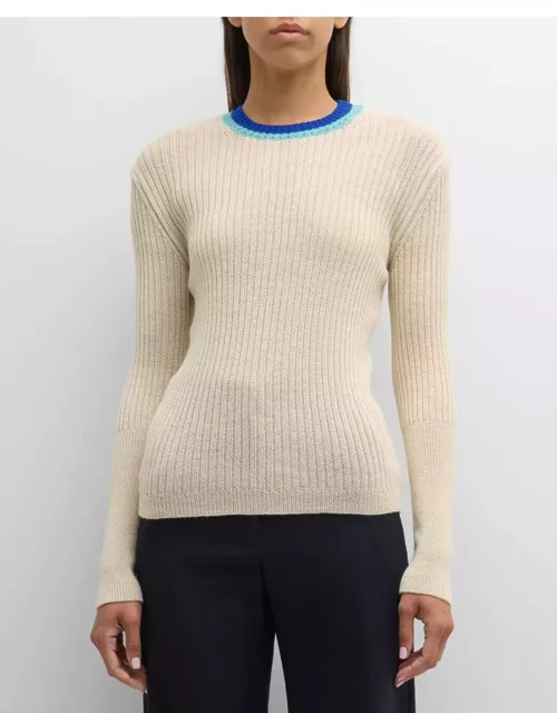 Tire Crewneck Long-Sleeve Rib Sweater