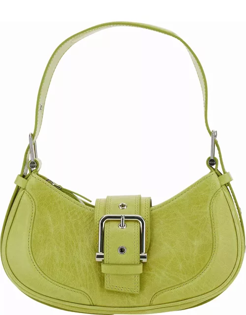 OSOI hobo Brocle Yellow Shoulder Bag In Hammered Leather Woman