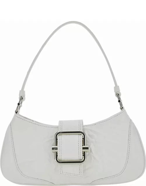 OSOI small Brocle White Shoulder Bag In Hammered Leather Woman