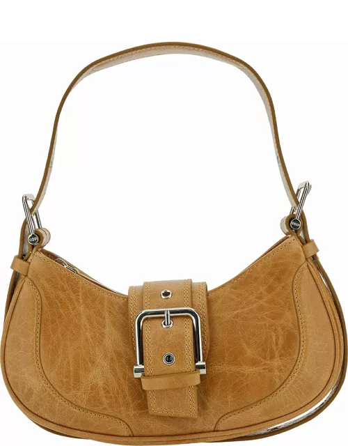 OSOI hobo Brocle Brown Shoulder Bag In Hammered Leather Woman