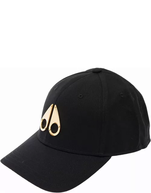 Moose Knuckles Black Baseball Cap With Logo Detail In Cotton Man