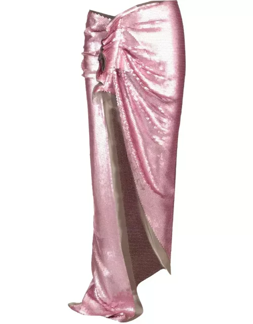 Rick Owens Long Skirt In Silk Chiffon With Sequin