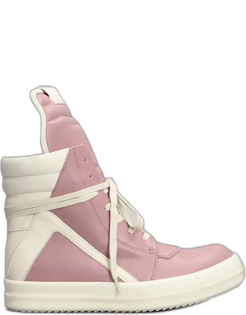 Rick Owens Geobasket Sneakers In Rose-pink Leather