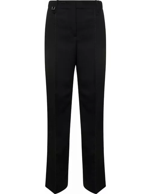 Jacquemus le Pantalon Cordao Black Pants With Pressed Pleats In Wool Woman