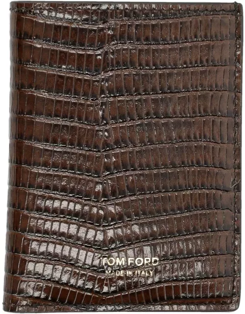 Tom Ford Glossy Printed Croc Cardholder