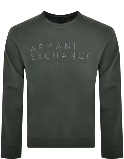 Armani Exchange Crew Neck Logo Sweatshirt Green
